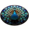 Crystal velvet carpet1pc Peacock Printed pattern Round Area Mat for Living Room, Bedroom, or Dining Room with Simple Design and