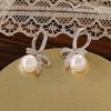 New Fashion Korean Simulated Pearl Bowknot Drop Earrings for Women Bohemian Round Ball Elegant Wedding Earrings Jewelry Gifts