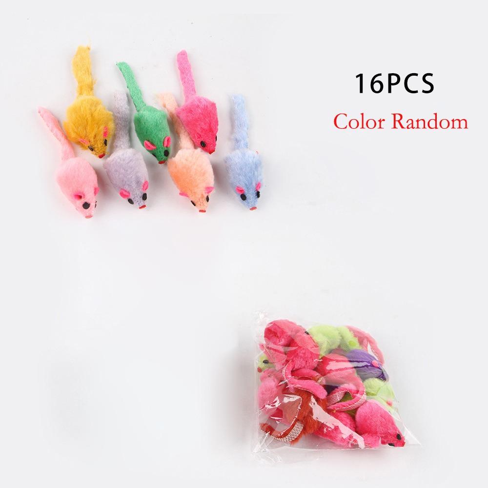 4/16/32/48PCS Bite Resistance False Mouse Pet Cat Simulation Color Kitten Cat Toy Cat Funny Playing Indoor Cat Game Supplies