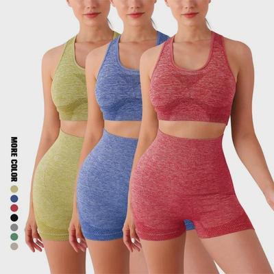 Conjunto de Colete Esportivo Plus Size e Shorts de Yoga de Cintura Alta para Mulheres