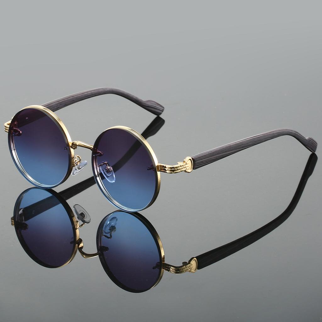 Vintage Round Sunglasses  Fashion Classic Gradient Outdoor Shades Trendy Luxury Brand Designer Metal Rim Sun Glasses