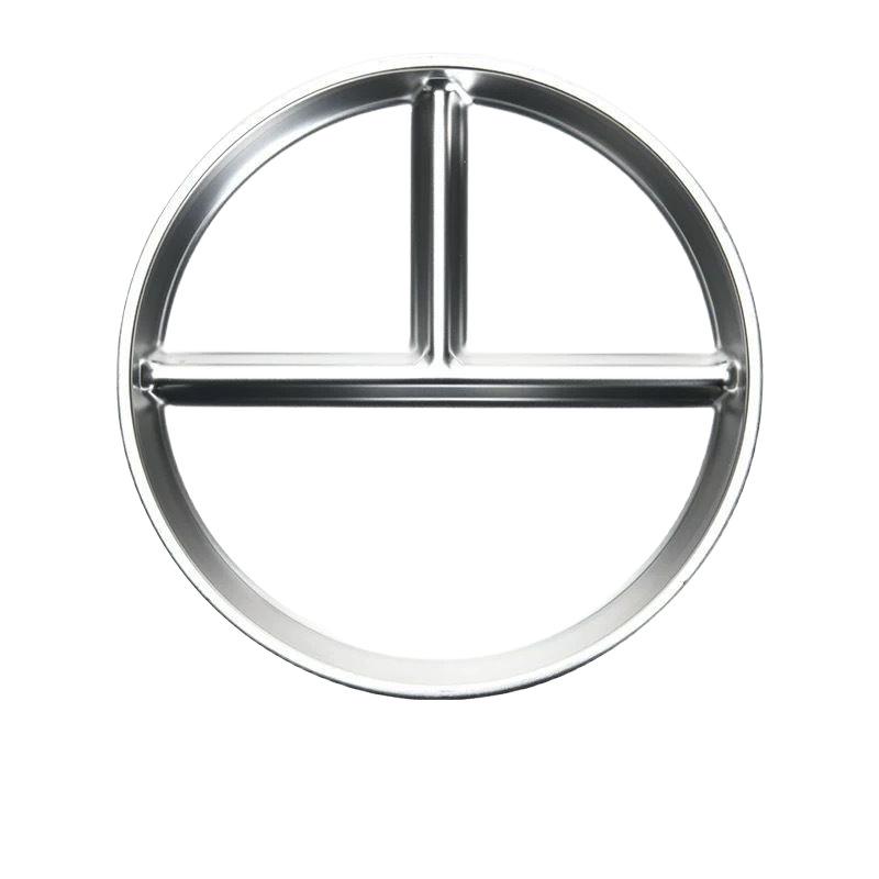 304 Stainless Steel Three-Compartment Lunch Plate for Students - Round Plate for Meals and Fruits