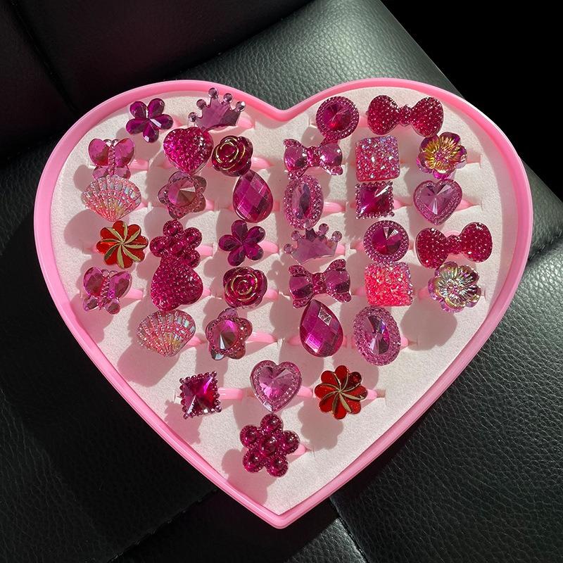 Children's ring little princess cute girl gemstone cartoon jewelry little girl baby shiny rhinestone ring