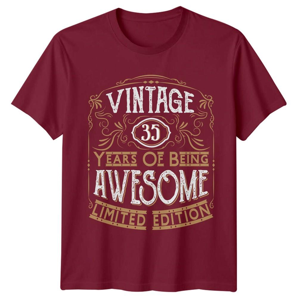 Vintage 35 Years Of Being Awesome Unisexs T Shirt 35th Birthday Gift