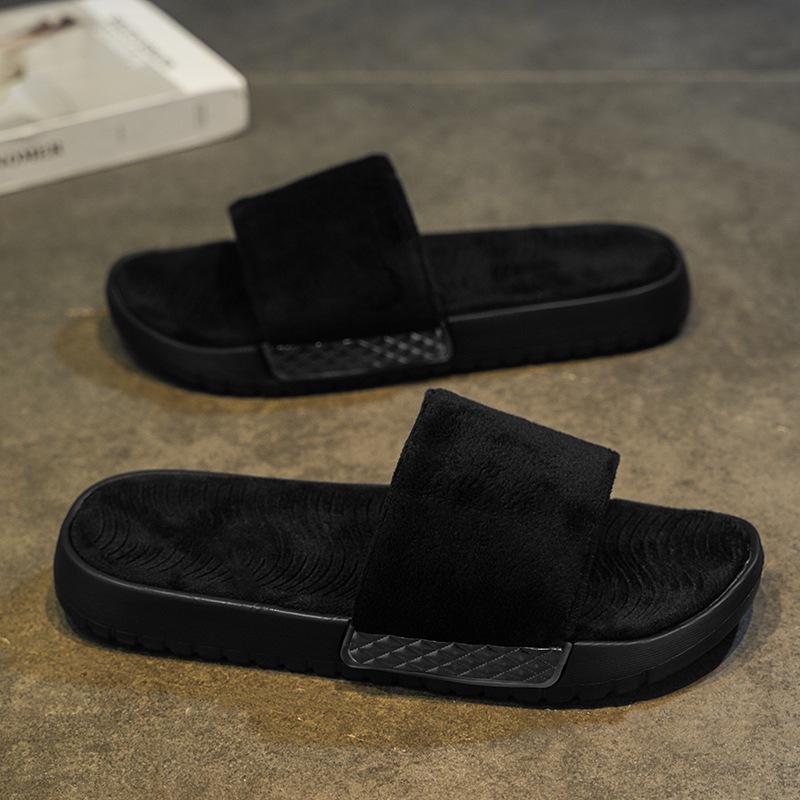 Men's Retro Plush Cotton Slippers - Casual, Comfortable, Versatile, and Perfect for Home or Outdoor Use.