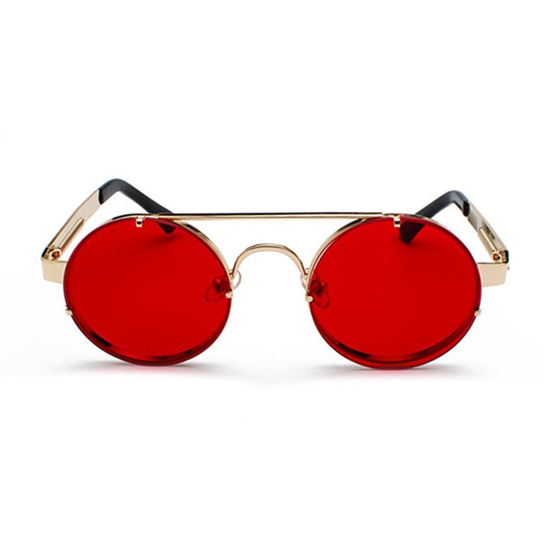 Metal Round Steampunk Rimless Sunglasses