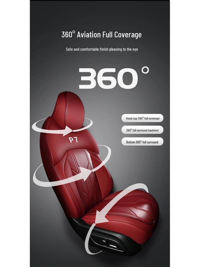 Xiaopeng P7 Five-Seater Full Coverage Leather Seat Cushion, Wear-Resistant and Suitable for All Seasons