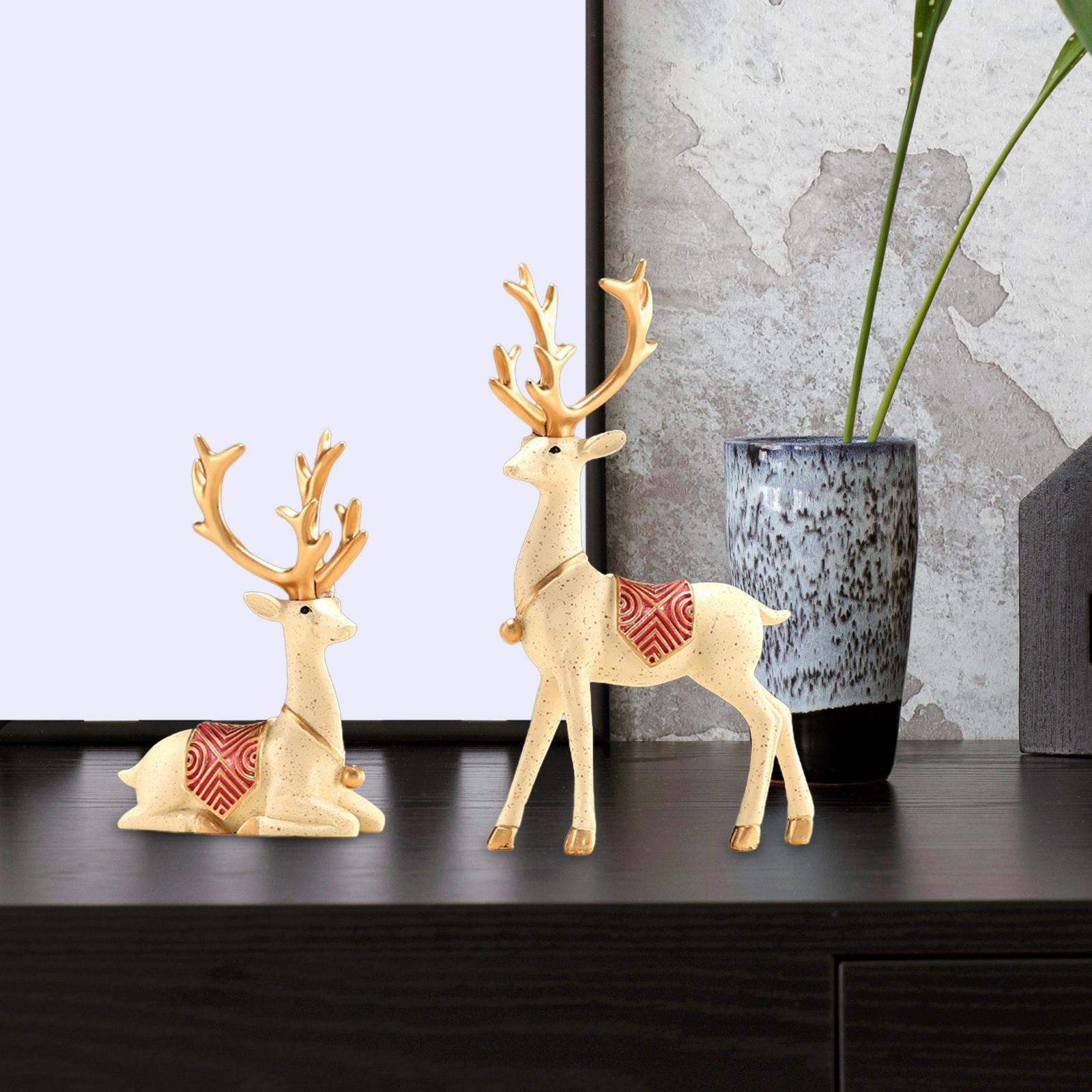 

2 шт. декоративные фигурки оленей, настольные украшения, ремесла, статуи лося из смолы для