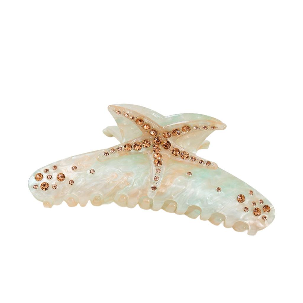 1pc New Minority Design Hair Clip Embedded Diamond Starfish Shark Clip Acetate Heavy Work Colorful Hair Clip