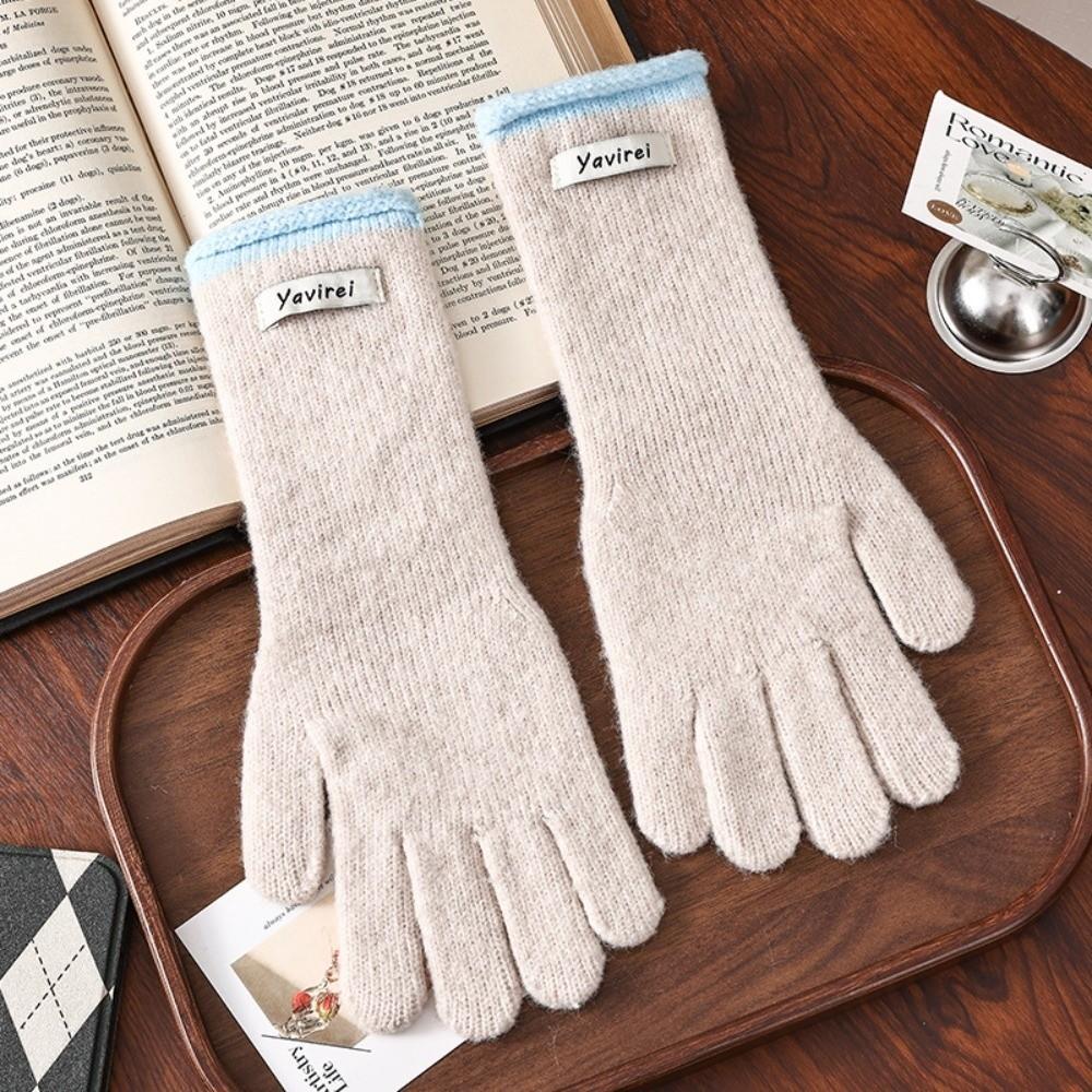 Fleece Lined Warm Touch Screen Gloves Windproof Long Cuff Gloves Girls