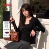 SPAO Korean Style Minimalist Black Knit Two-Piece Set