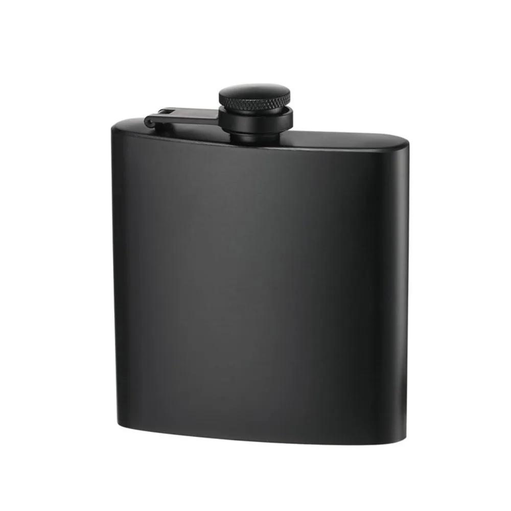 Portable 6/8/12 Oz Black Pocket Flagon Flat Durable Hip Flask Stainless Steel Mini Liquor Flask Outdoor