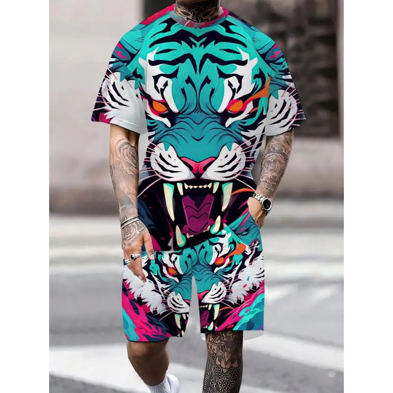 Summer fun Children's set cartoon 3D printed summer casual short sleeve pullover Fashion T-shirt outdoor men's clothing