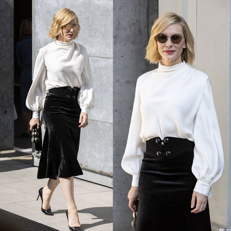 

Деловой костюм для женщин с белым воротником, новый темпераментный костюм, свободный топ с длинным рукавом, рубашка, бархатное платье-футляр, модный костюмный костюм Single piece price Oh stiff velvet skirt L