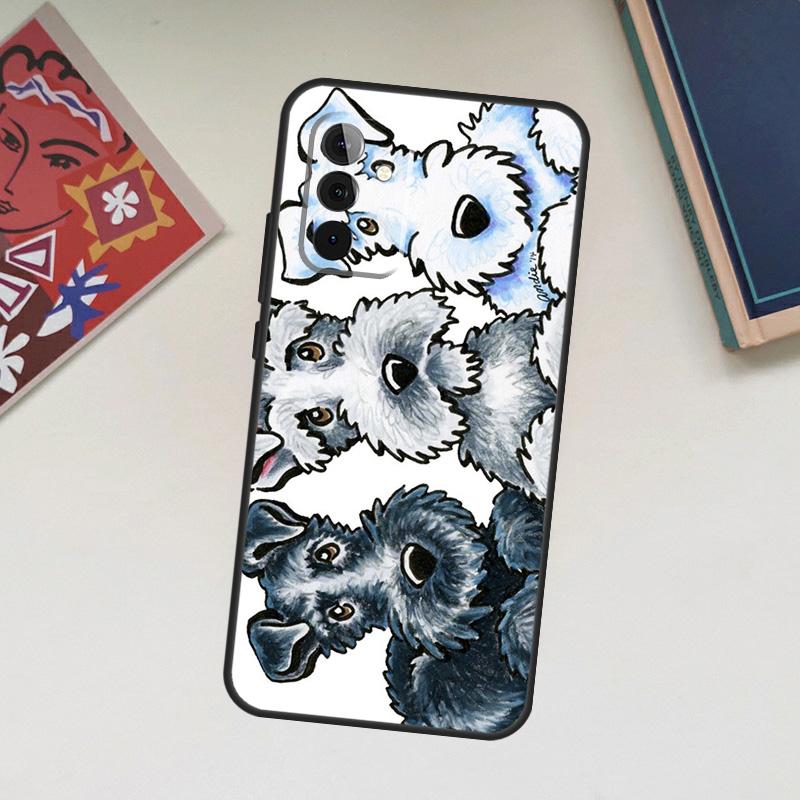 Cartoon Schnauzer Dog Case For Samsung Galaxy A13 A53 A33 A23 A06 A56 A16 A36 A55 A35 A17 A54 A34 A14 A52 A32 A15