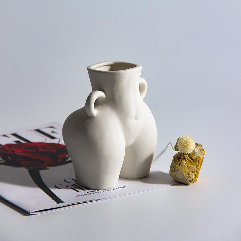 Nordic Human Body Shape Creative Ceramic Vase for Dried Flowers Home Decor Modern and Simple Design 14CM