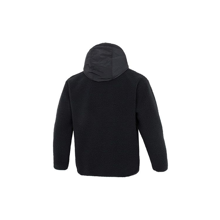 Jordan Color Block Drawstring Faux Lambswool Patchwork Fleece Hoodie Men Hoodie Black DV1587-010