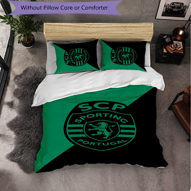 Biancheria da Letto a Tema Sporting CP FC Set 3 Pezzi Copripiumino Biancheria da Letto Decorativa per Camera Adolescenti Decorazione Casa
