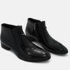 Autumn and winter British Chelsea leather boots men's velvet zipper leather boots pointed high-top leather shoes