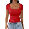 Women's 2025 Summer U-Neck Slim Casual T-Shirt - Short Sleeve Fashion Pullover