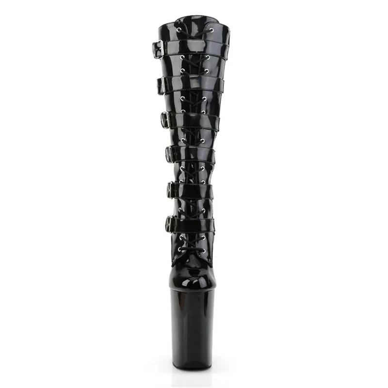 Fashion 26cm Pole Dance Boots Waterproof Platform Sexy European-style Belt Buckle High Mid-calf Boots Nightclub Show Shoes