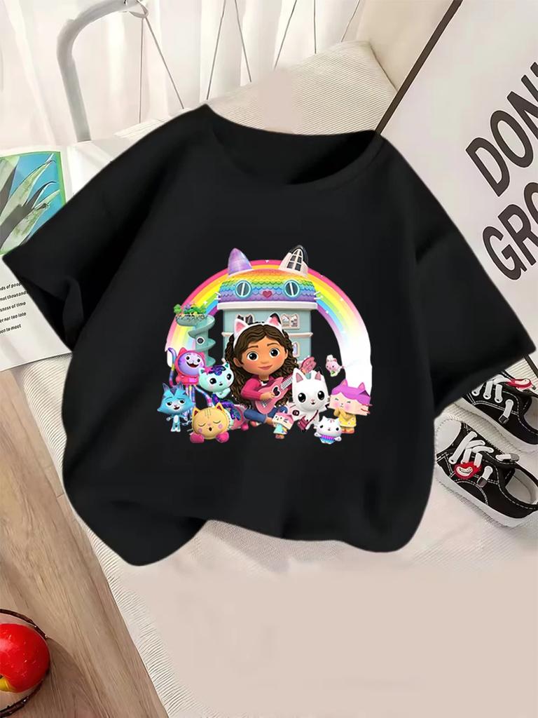 DJ Catnip Gabby's Dollhouse Short Sleeve T Shirt Kids Summer Cute Crewneck Casual Age 3-14