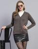 MONTE CARLO Mouse Grey Mix Solid V Neck Cardigan