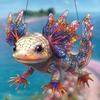 Mexický axolotl barevný lapač slunce 2D akrylový závěs na okno, vhodný pro dekoraci domu a zahrady