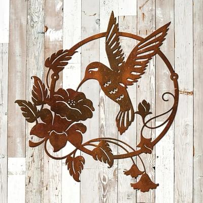 Art Home Decoration - Round Metal Hummingbird Ornaments | Stylish Living Room,and Outdoor Courtyard Pendants In Wrought Iron