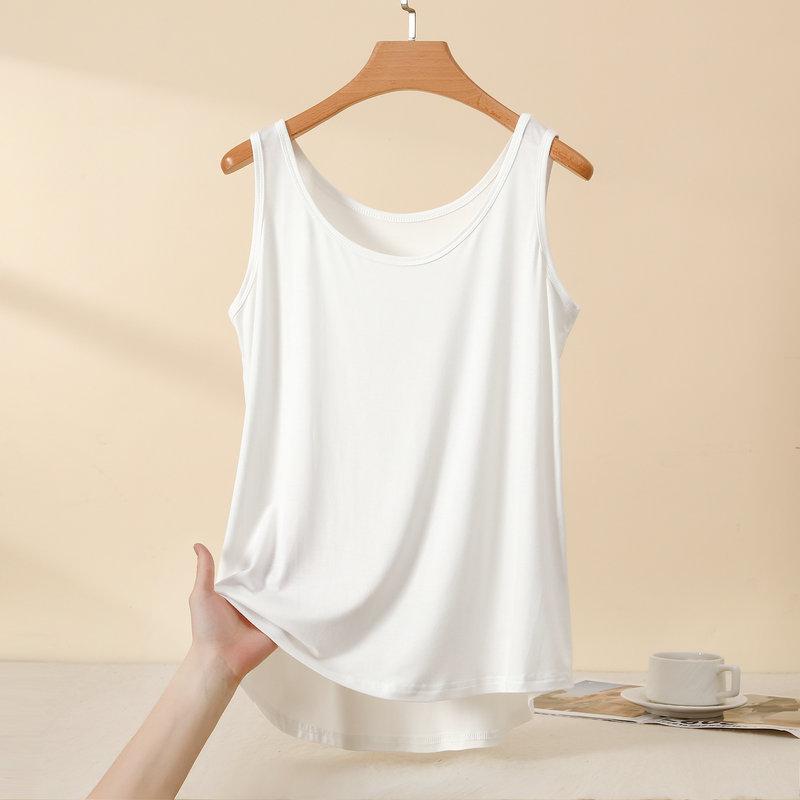 Summer Women s Modal Wide Shoulder Vest Western Style Plus Size Loose Fit Sleeveless Basic Top Casual Outerwear Layering Tank Top M белый