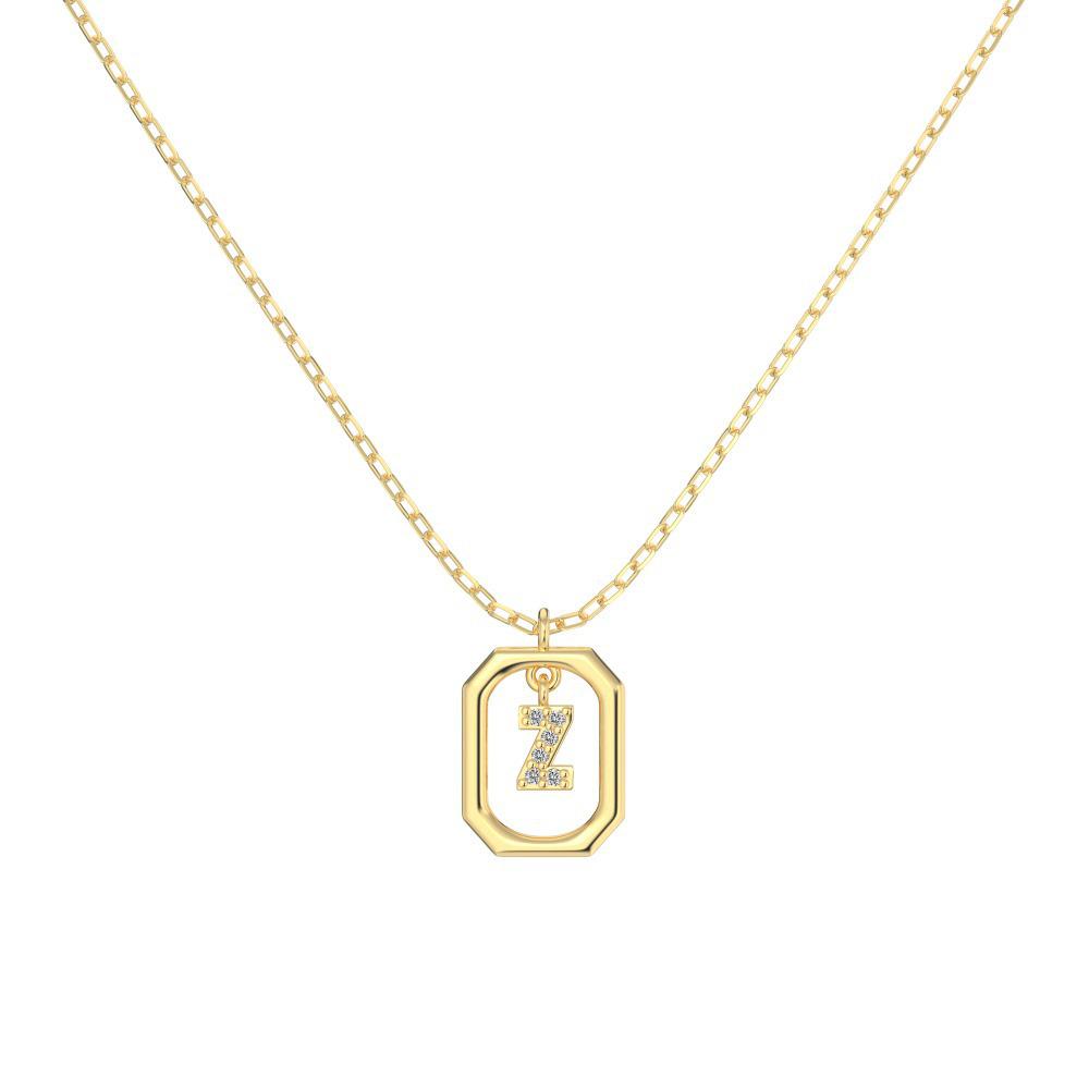 925 Silver Alphabet Pendant Necklace with Zircon Detailing - Women's Elegant & Unique Design