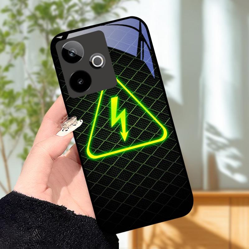 Für Realme GT7 5G Hülle Luxus Malerei Cover Gehärtetes Glas Handyhülle Für Realme GT 7 Fundas Harte PC Stoßfeste Schale Bumper