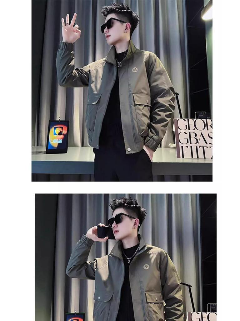 Men's Trendy Stand-Up Collar Workwear Jacket for Spring and Autumn