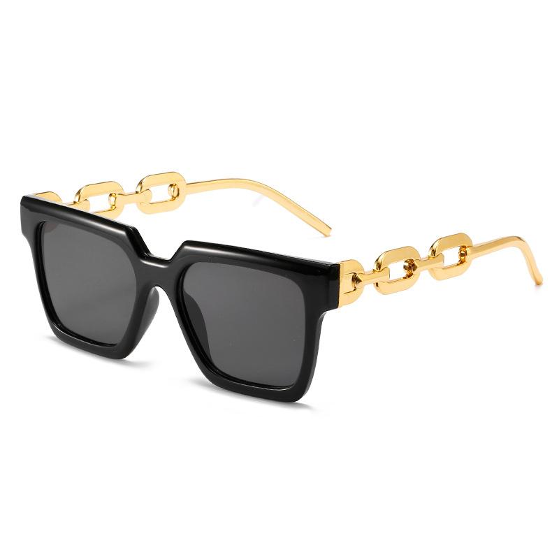 Ins New Retro Candy Color Square Women Sunglasses Luxury Brand Trend Chain Frame Design Men High Quality Uv400