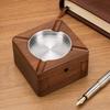 Yousheng Square Wooden Ashtray for Men, Non-slip Ash Holder with 4 Slots & Drawer, High Temperature Resistant Ashtray for Indoor Outdoor