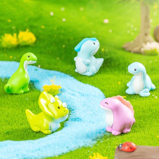 Micro Landscape Ornament Mini Dinosaur Resin Figurines Forest Theme Miniature Decor