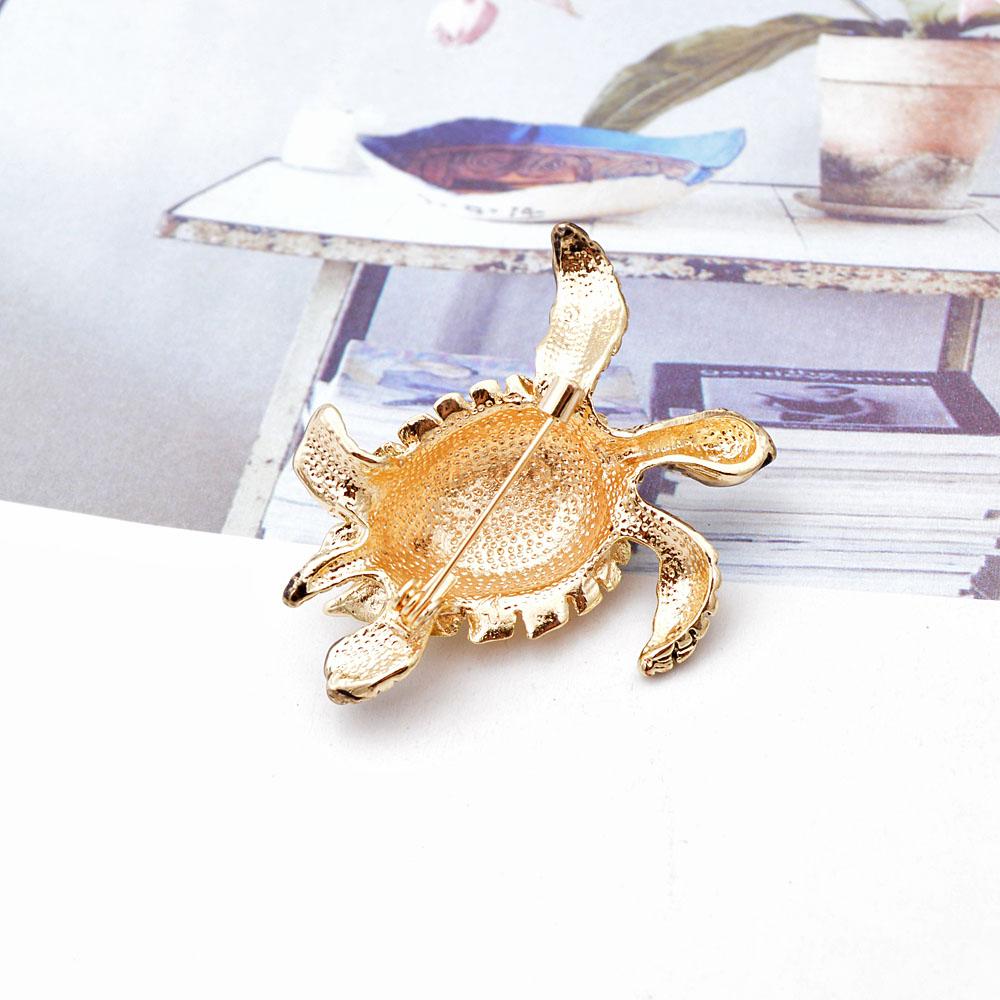 New Rhinestone Turtle Brooches For Women Vintage Enamel Pin Fashion Animal Accessories Creative Deisgn Vivid Jewelry