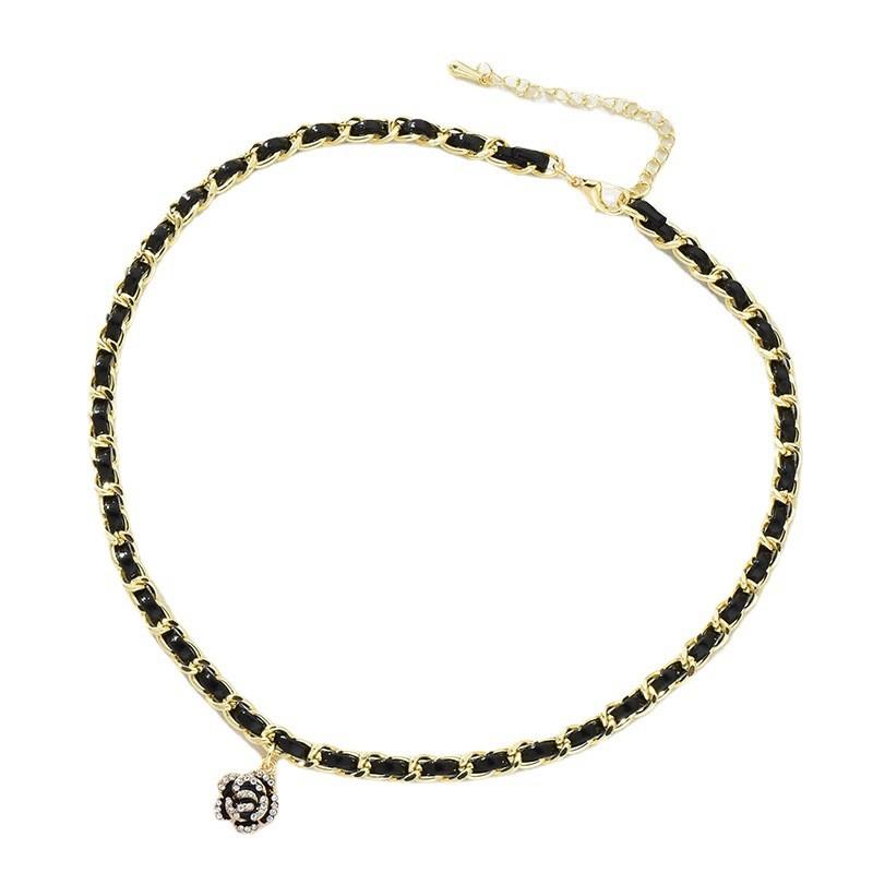 Elegant Rose Flower Leather Wrapped Necklace For Women With Premium Metal Finish