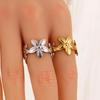 18K Gold-Plated Stainless Steel Flower Ring – Elegant, Versatile Open Design for Women