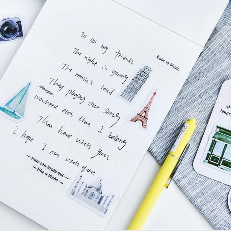 46pcs/box Travel Sticker Diary Adhesive Album Decoration Diy Escolar Stationery Label Stickers Scrapbooking