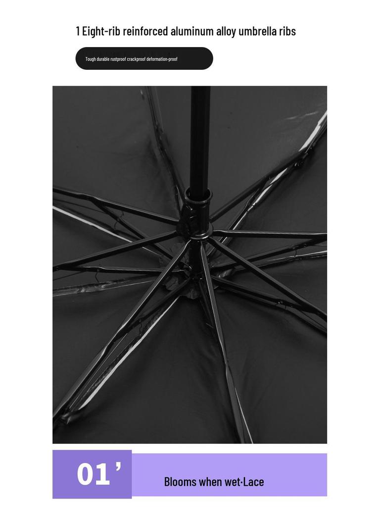 Water-Activated Blooming Dual-Use Black Glue Anti-UV Folding Sun Umbrella