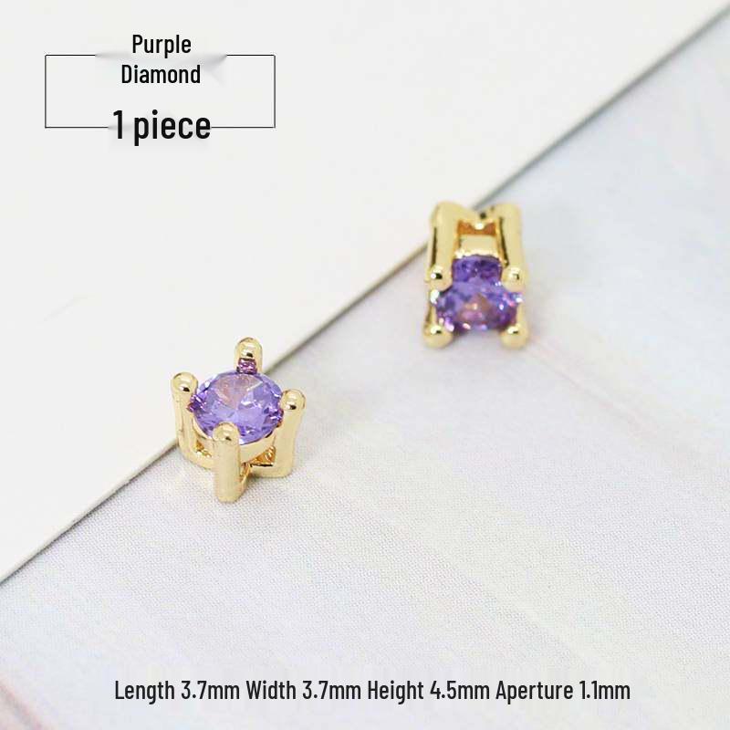 14k Gold Plated Multicolor Cubic Zirconia Spacer Beads for DIY Jewelry