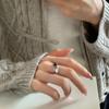 Open Ring Zircon Double Layer Ring Brown Stone Geometric Resizable Ring  Aesthetic Accessories