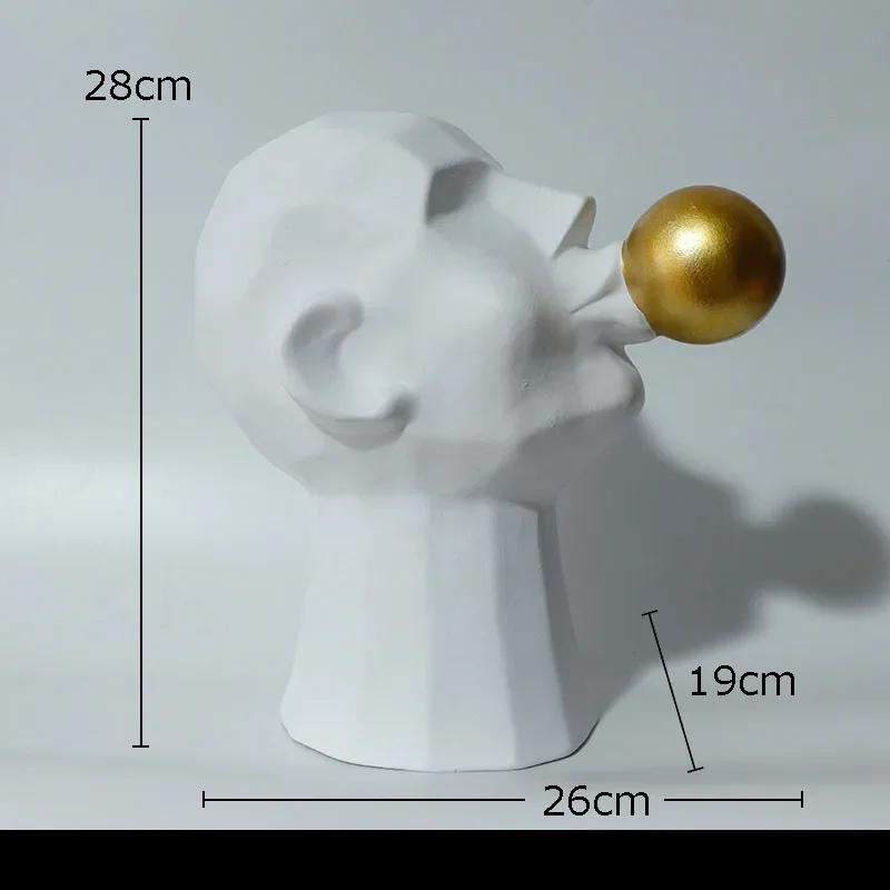 

Minimalist Blowing Bubbles Character Bust Resin Sculpture Figurines Ornaments Modern Decor Geometric Decorative Abstract Figures белый