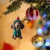 Cute Christmas Tree Pendant Cartoon Puppy Hanging Ornament Acrylic Art Craft Ornament