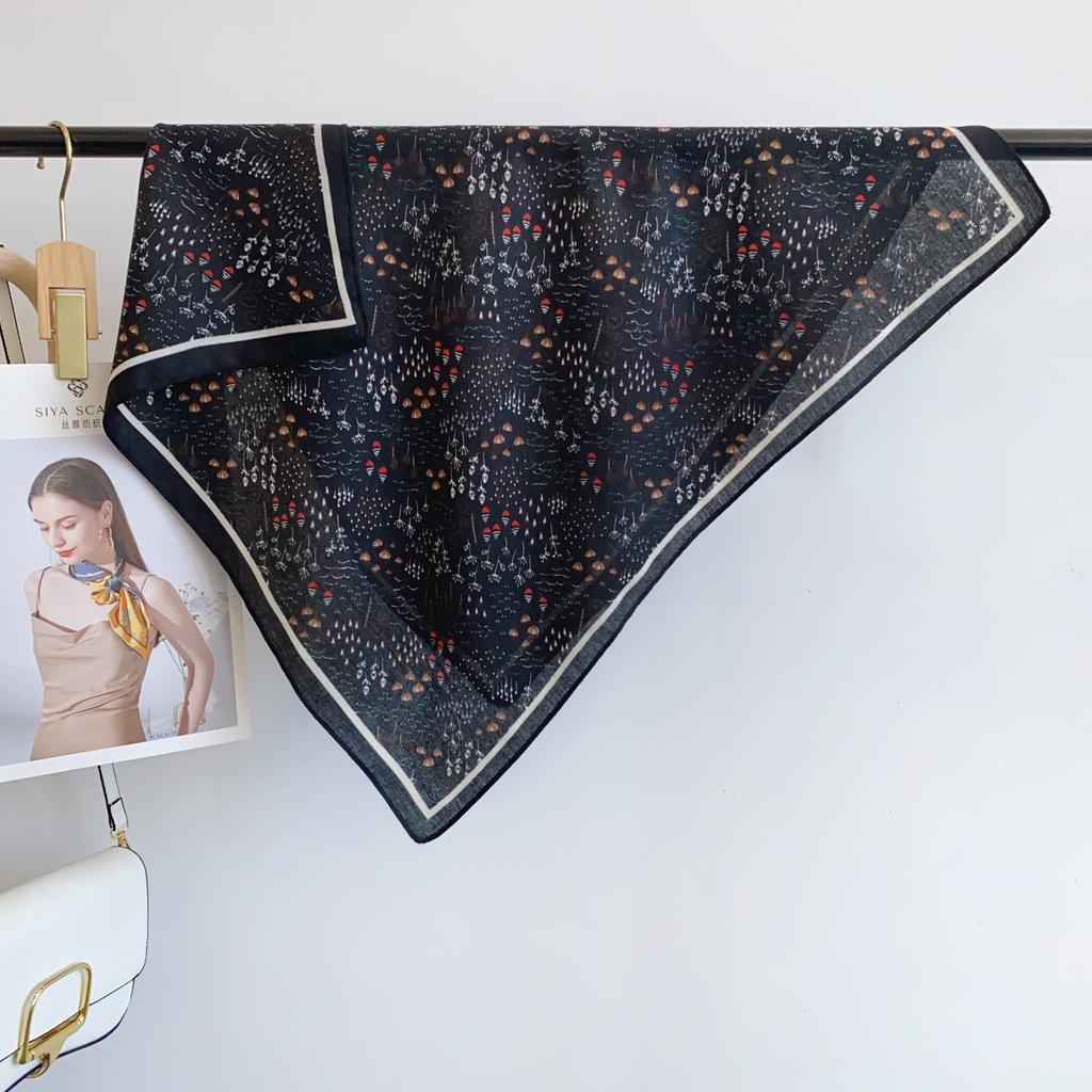 Japanese literary and artistic small fresh floral small square scarf female 1116 spring and summer new versatile decorative neck silk scarf small 