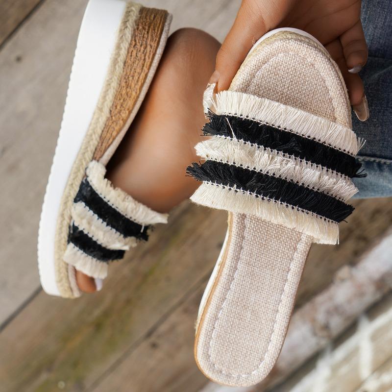 

Женские тапочки Роскошные дизайнерские тапочки на плоской подошве Женские бохо-отпускные повседневные шлепанцы Женские тапочки на платформе Пляжная женская обувь 44 белый