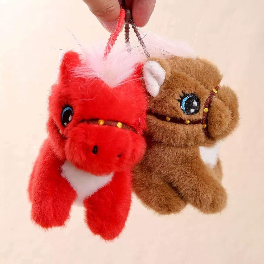 Cartoon Stuffed Animal Keyring Solid Color Zodiac Pony Figurine Year of Horse