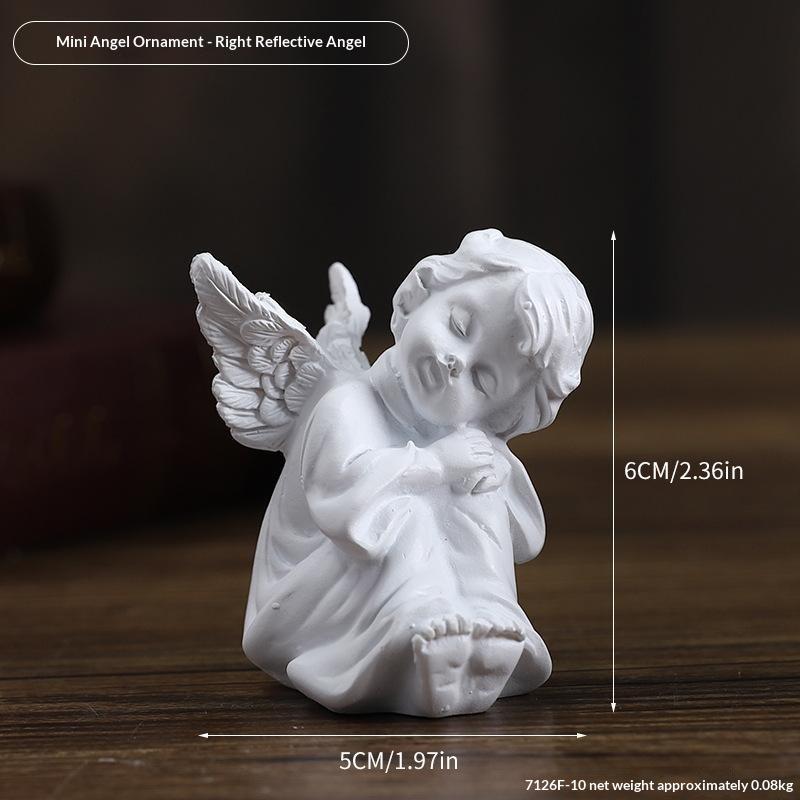 White Resin Praying Angel Figurines With Delicate Wings Floral Crown For Home Desktop Shelf Decor