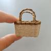 Dollhouse Hand Woven Rattan Basket Shopping Basket Straw Handbags Dollhouse Weaving Beach Bag For Dolls Miniature Decoration